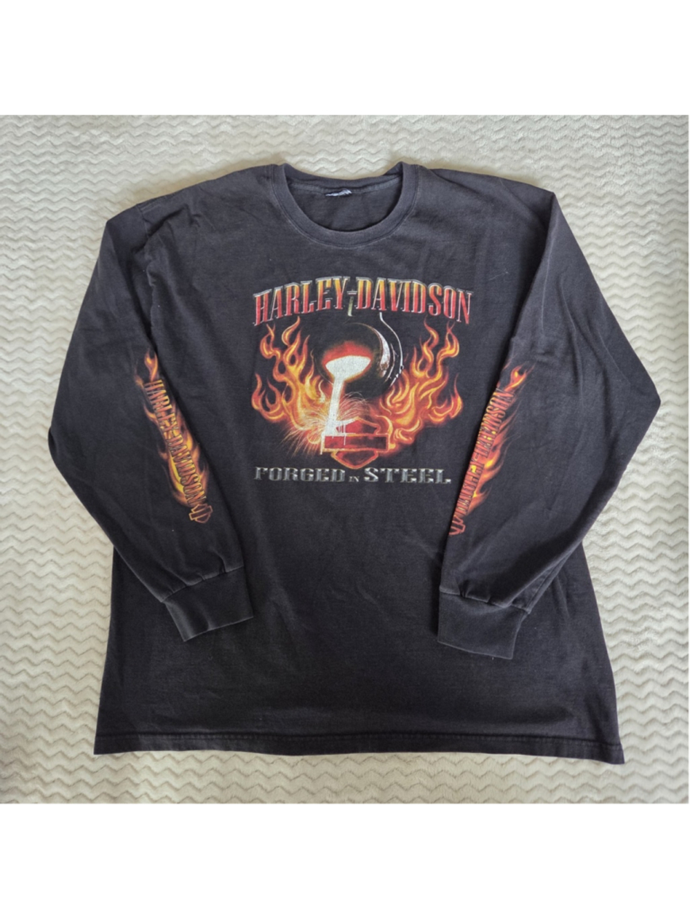Vintage Harley-Davidson Shirt Mens XL Black Flames Long Sleeve Tee